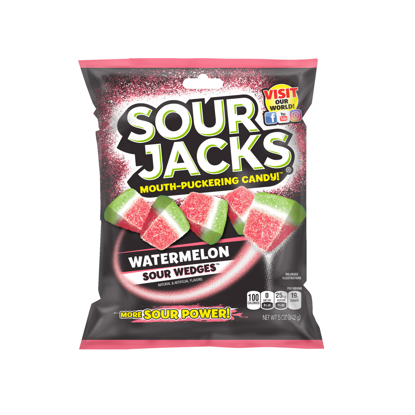 Sour Jacks Watermelon Sour Wedges Gummy Bag - 12 Pack