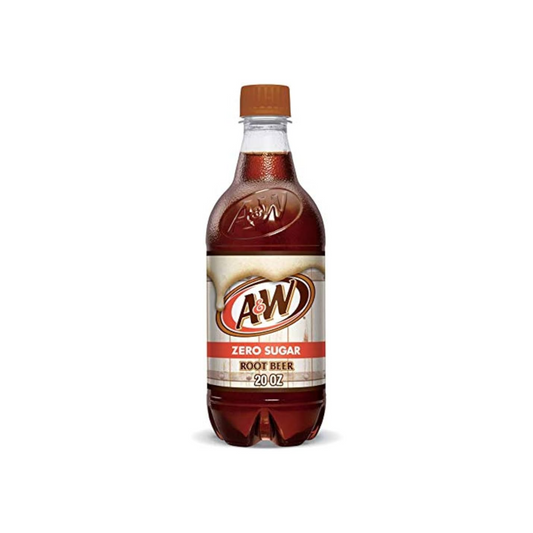 A&W Root Beer Zero Sugar Bottle 20 Oz/ 591 ml - 24 Pack