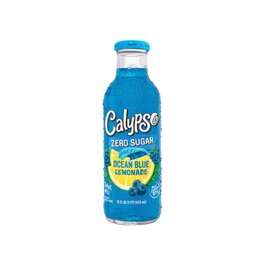 Calypso Ocean Blue Lemonade Zero Sugar Glass Bottle 16 Oz - 12 Pack