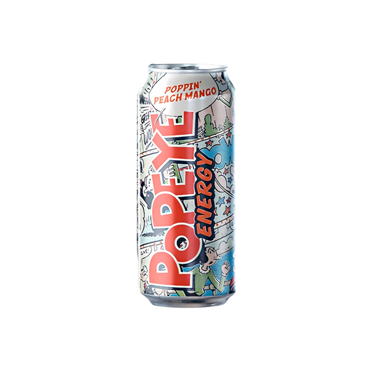 Popeye Energy Poppin Peach Mango 16 Oz - 12 pack