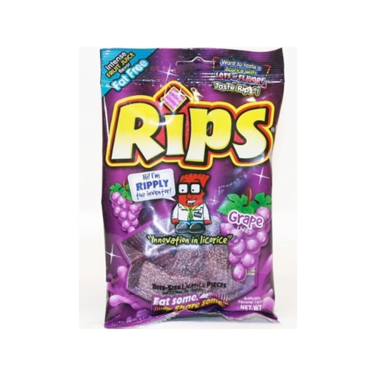 Rips HB Gummy Strips Grape 4 Oz - 12 Pack