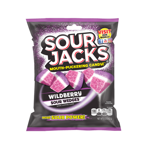 Sour Jacks Wildberrry Sour Wedges Gummy Bag - 12 Pack